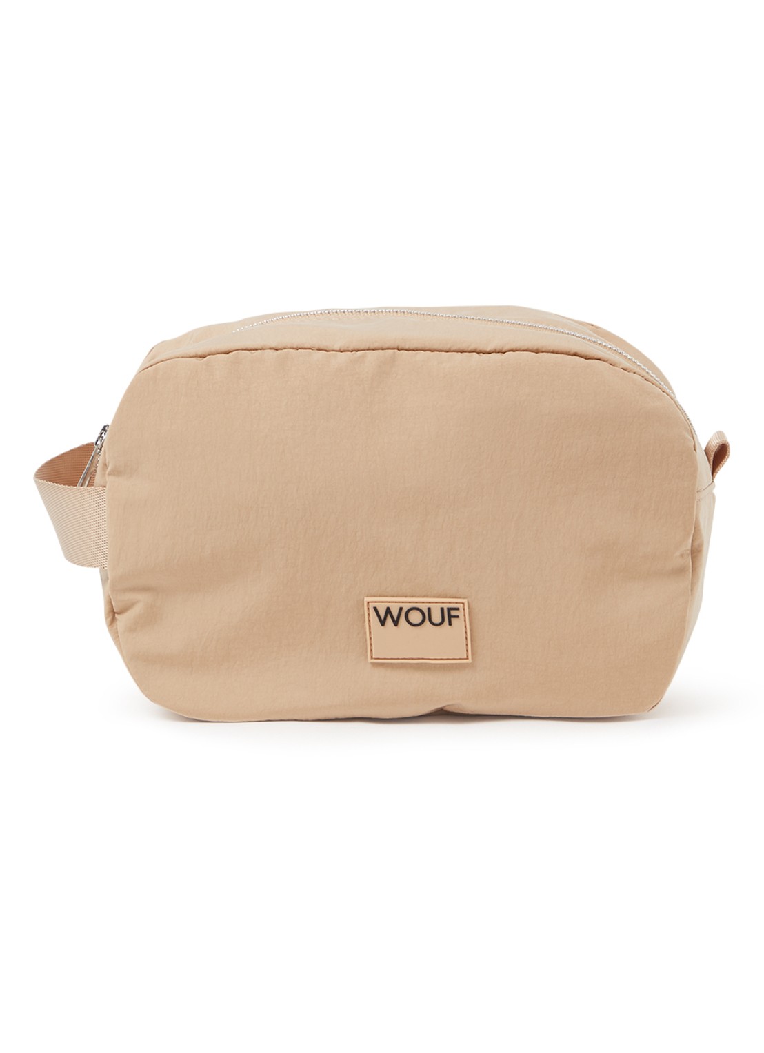 Wouf Oatmilk Large toilettas met logo - voorkant beige