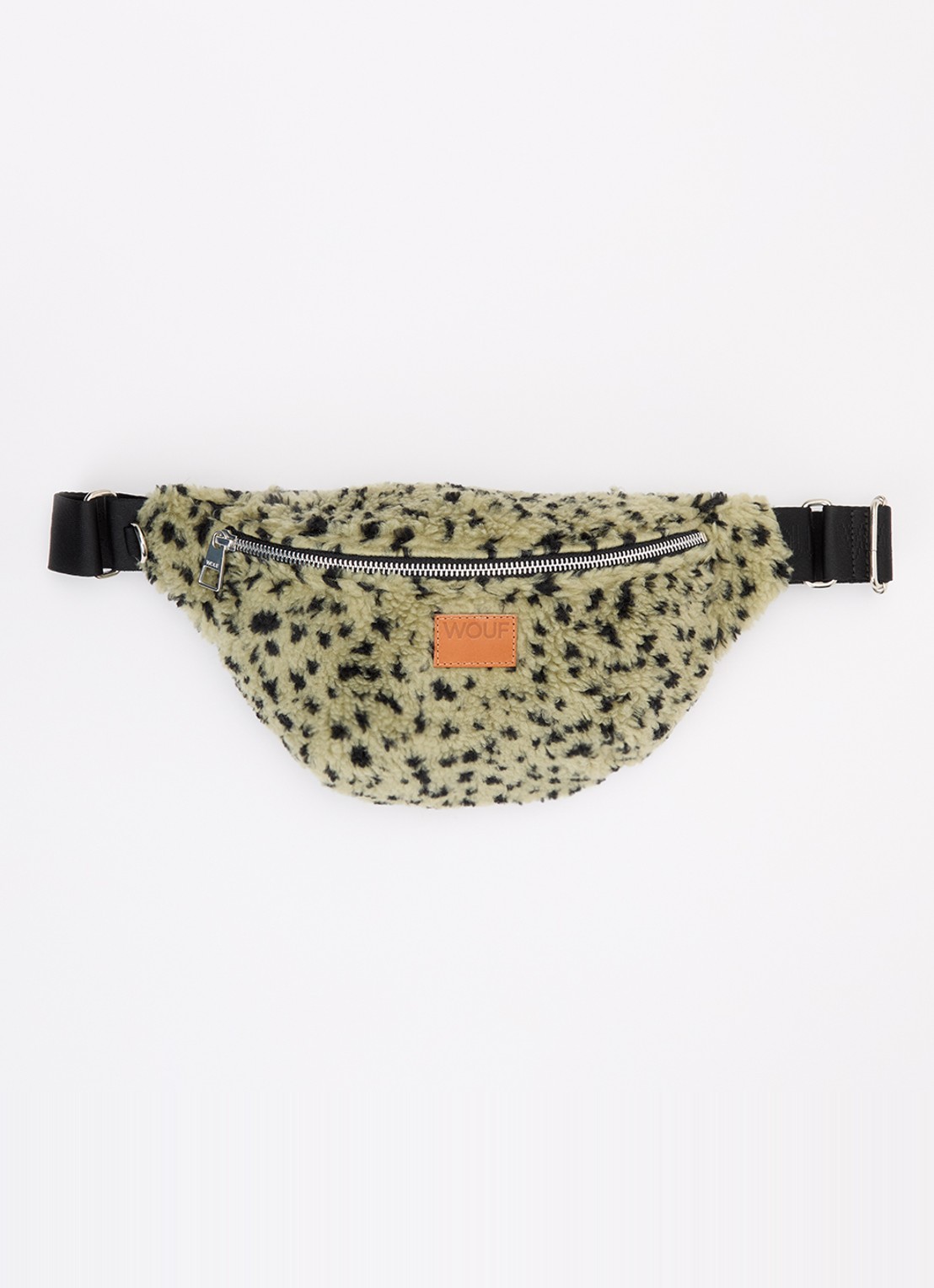 Wouf Olivia heuptas van teddy met panterprint - voorkant 5 lichtgroen