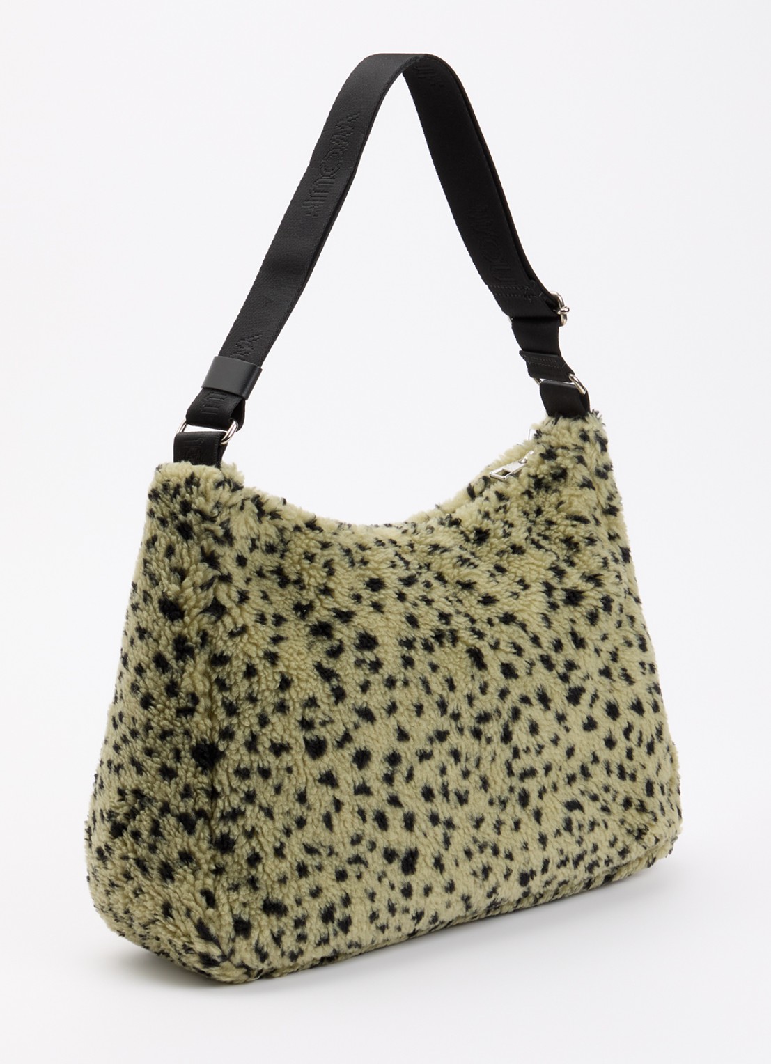 Wouf Olivia Hobo schoudertas van teddy met print - achterkant 2 groen