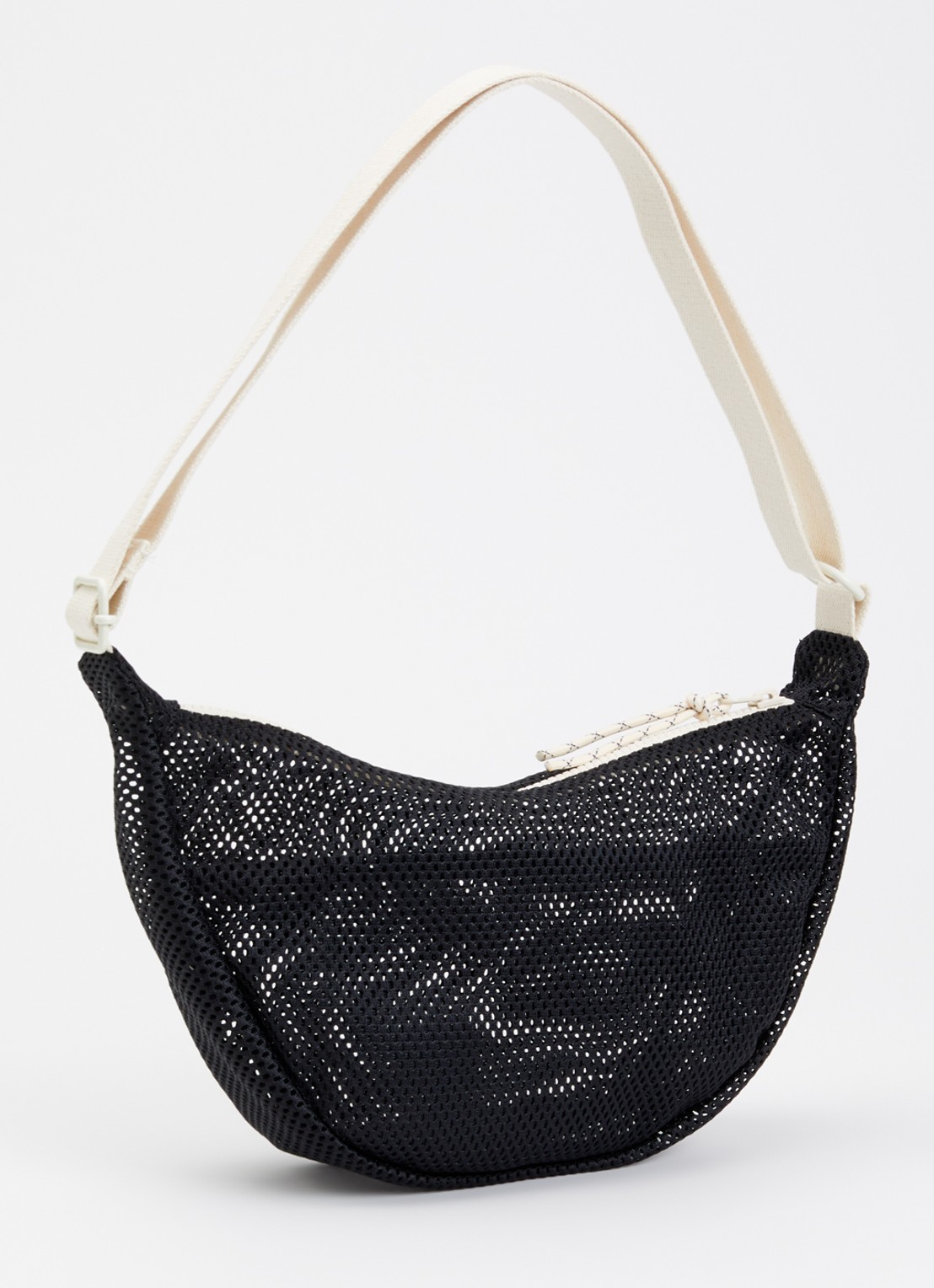 Wouf Onyx crossbodytas van mesh met logo - achterkant antraciet