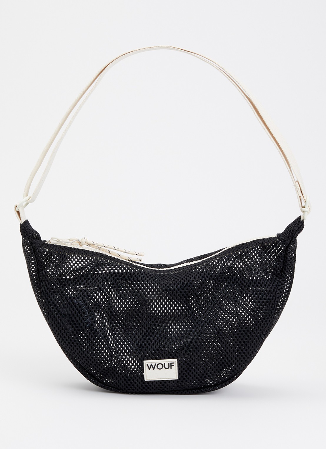 Wouf Onyx crossbodytas van mesh met logo - voorkant 2 antraciet