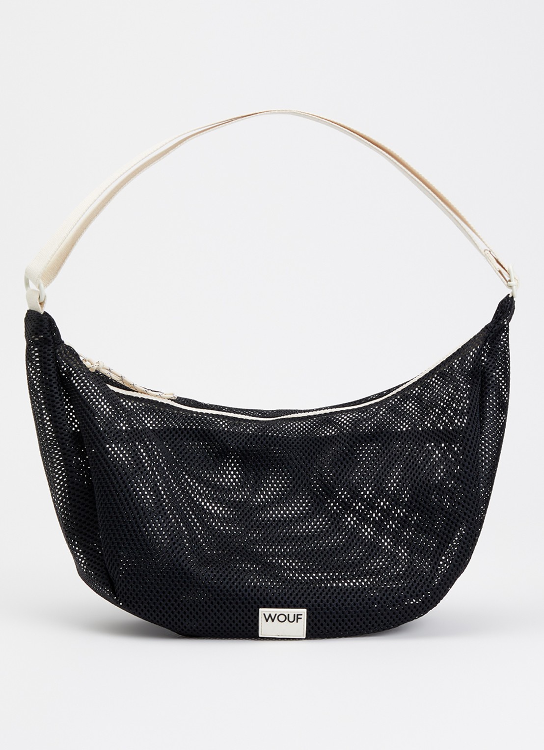 Wouf Onyx Large crossbodytas van mesh met logo - voorkant 4 antraciet