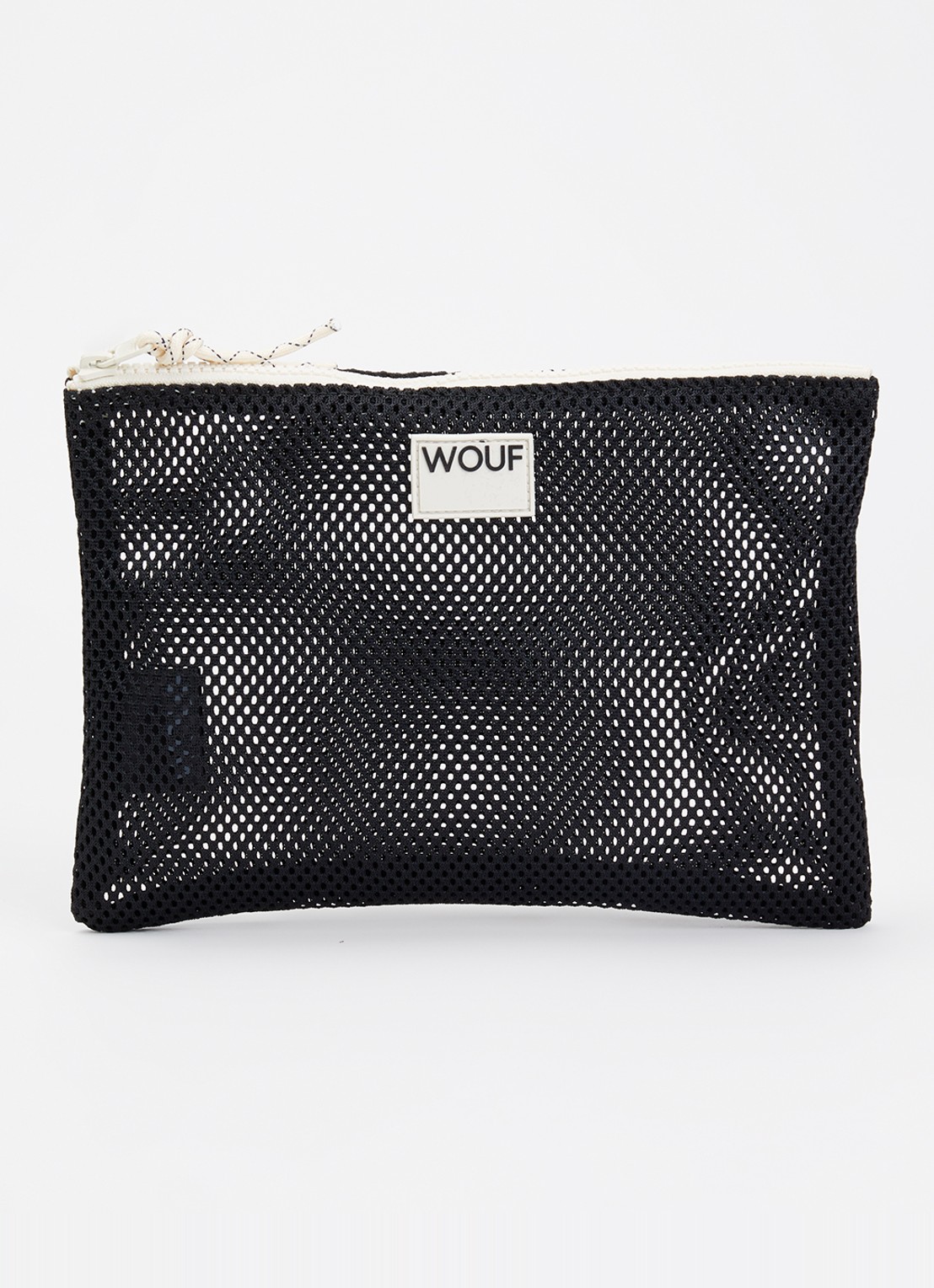 Wouf Onyx toilettas van mesh met logo  - voorkant 2 zwart
