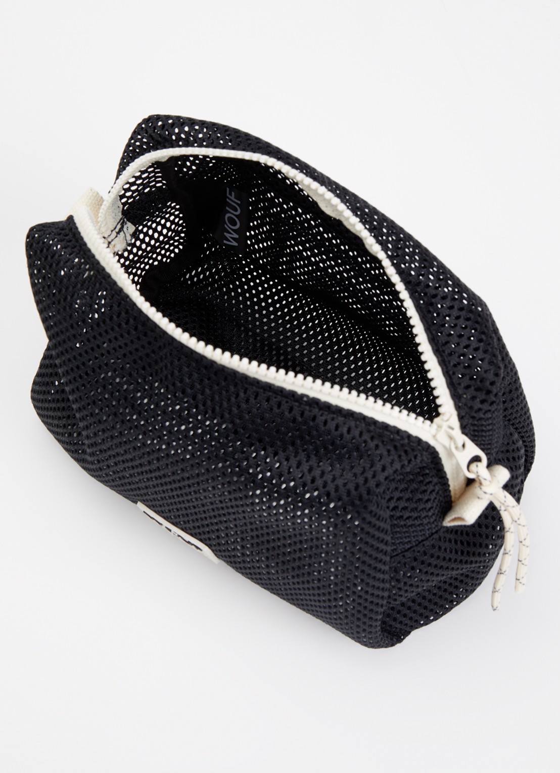 Wouf Onyx toilettas van mesh met logo  - detail 2 zwart