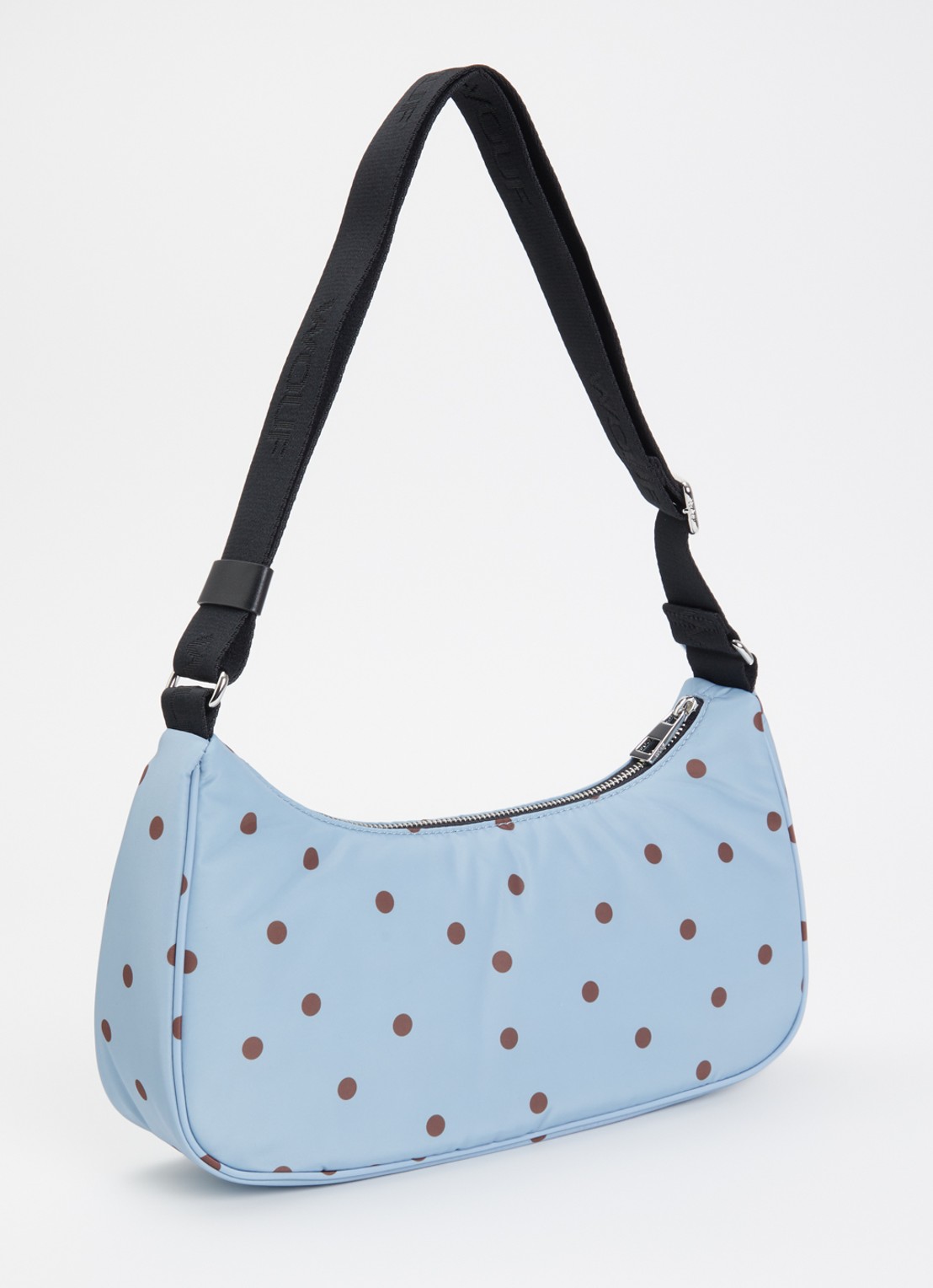 Wouf Polka crossbodytas met stippenprint - achterkant 4 lichtblauw