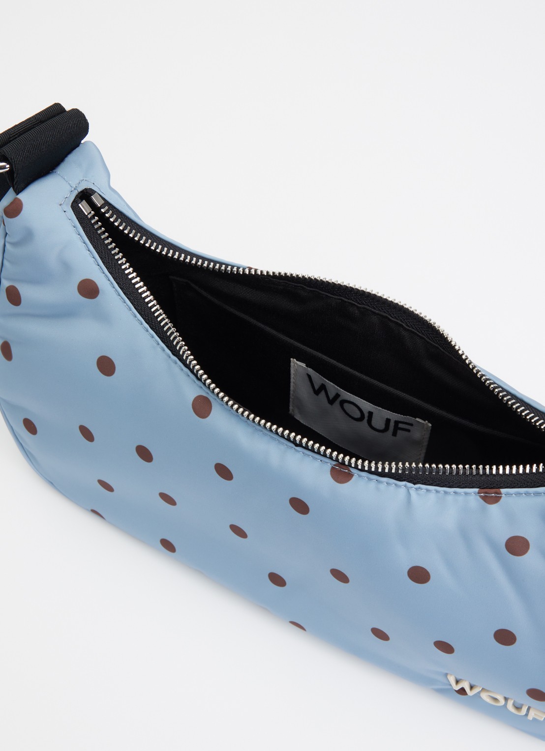 Wouf Polka crossbodytas met stippenprint - detail lichtblauw
