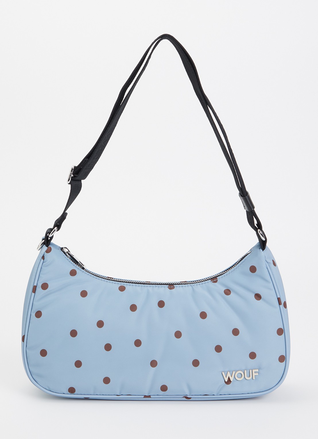 Wouf Polka crossbodytas met stippenprint - voorkant 5 lichtblauw