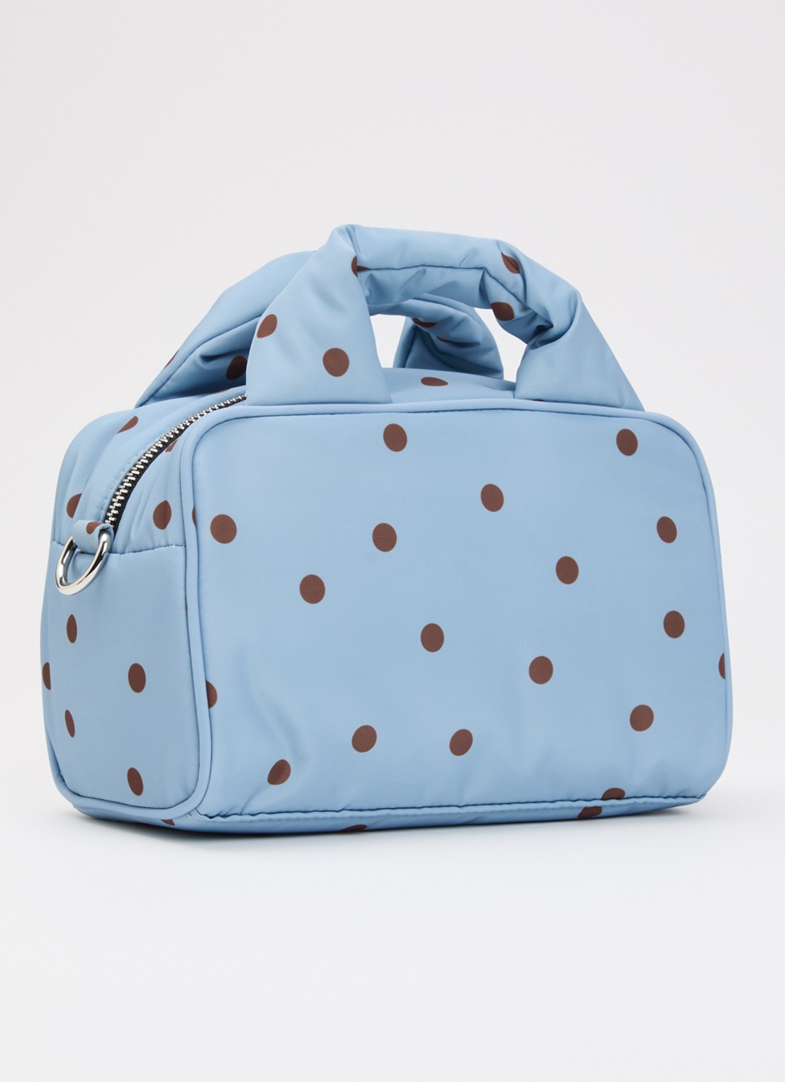 Wouf Polka handtas met stippenprint en afneembare schouderriem - achterkant 5 lichtblauw