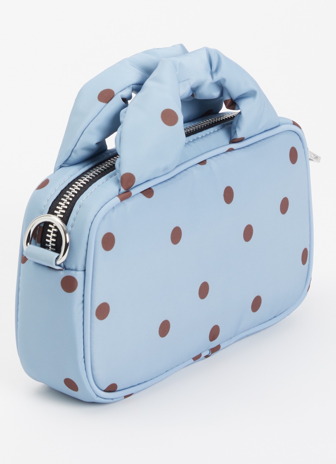 Wouf Polka mini handtas met afneembare schouderriem  - achterkant 5 blauwgrijs