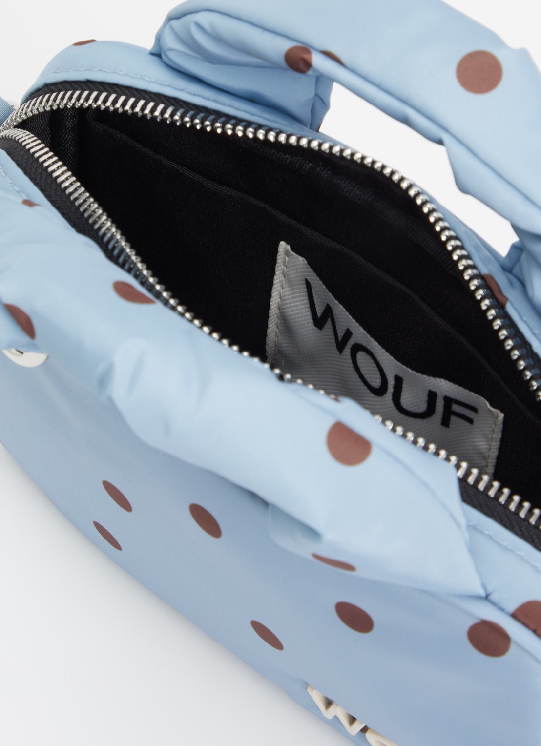 Wouf Polka mini handtas met afneembare schouderriem  - detail 2 blauwgrijs