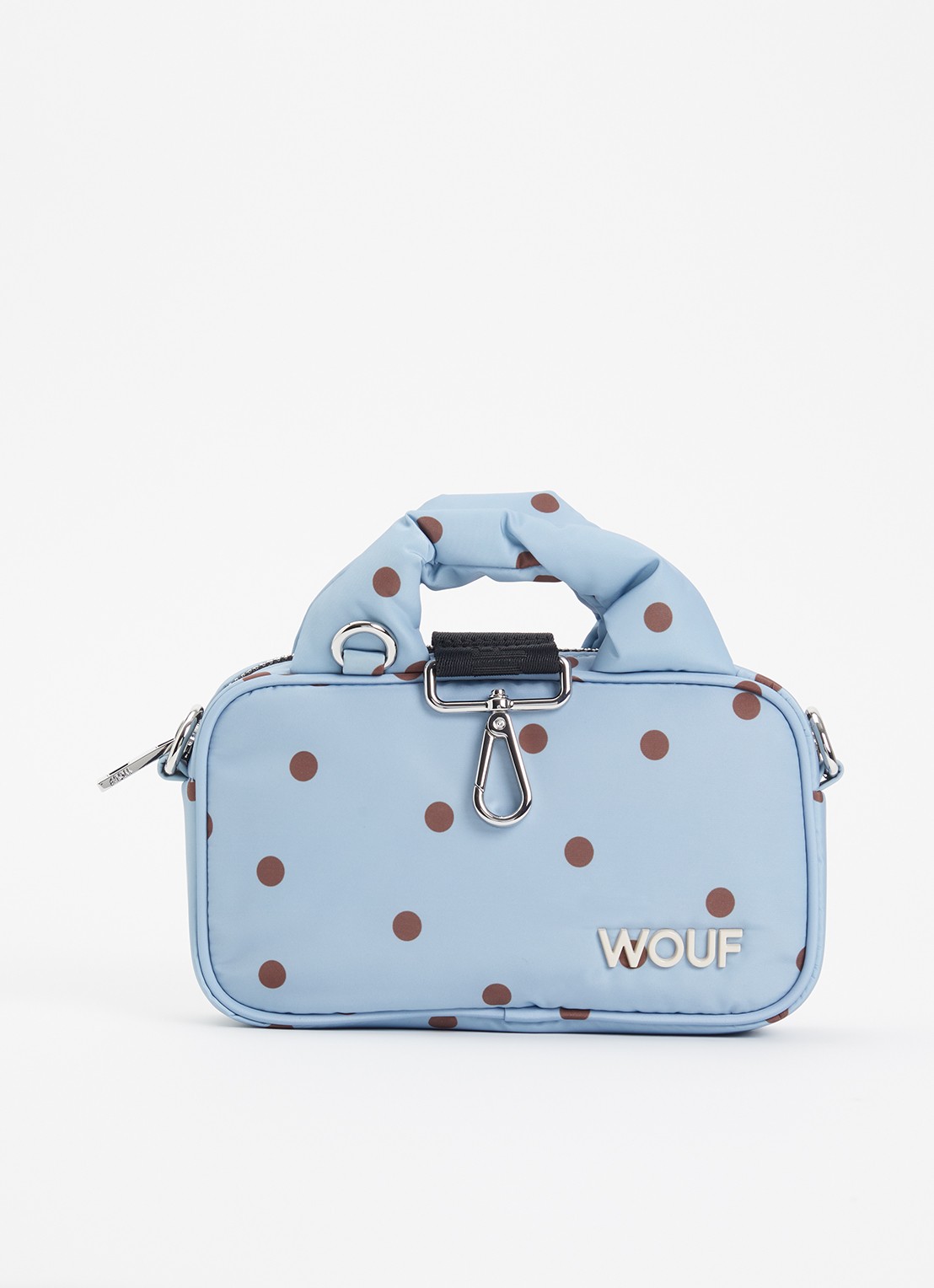 Wouf Polka mini handtas met afneembare schouderriem  - voorkant blauwgrijs