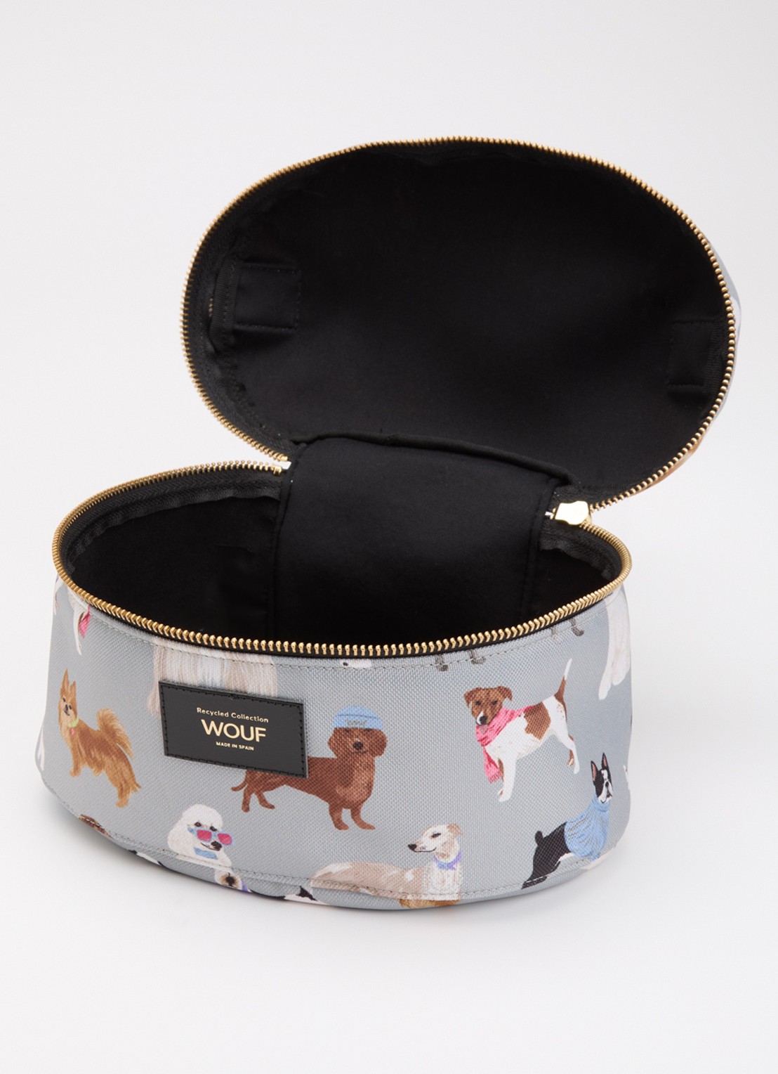 Wouf Puppy make-up tas met print - detail 2 lichtgrijs