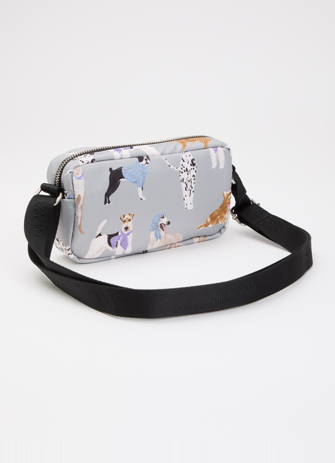 Wouf Puppy Mini crossbodytas met print - achterkant 2 grijs