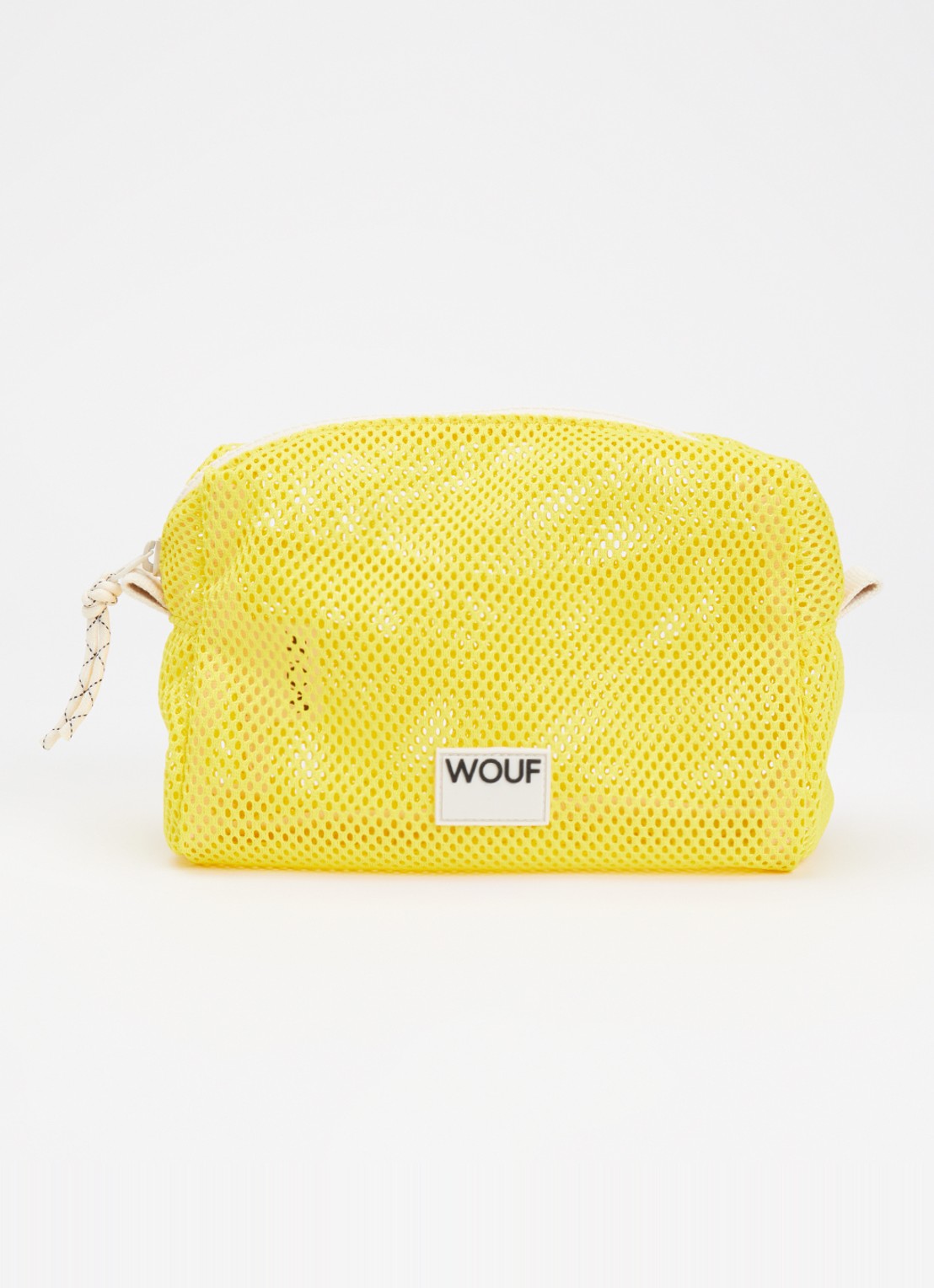Wouf Ray toilettas van mesh met logo  - voorkant 2 geel
