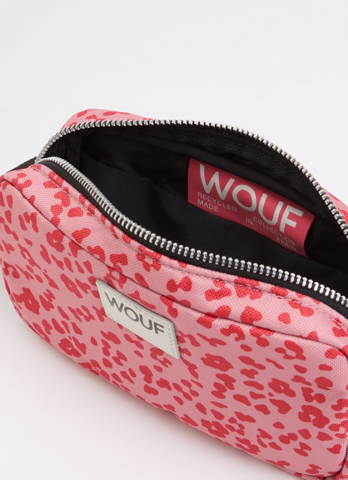 Wouf Roar crossbodytas met panterprint - detail 3 roze