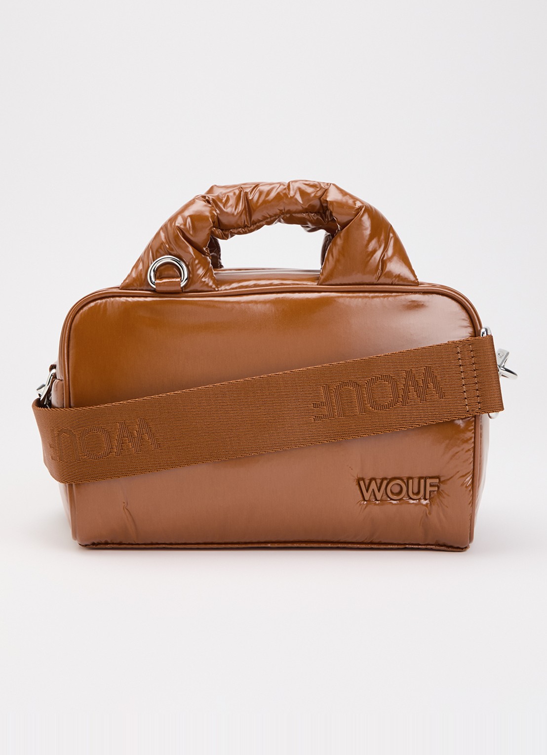 Wouf Sienna schoudertas met logo en afneembare schouderriem - voorkant roestbruin