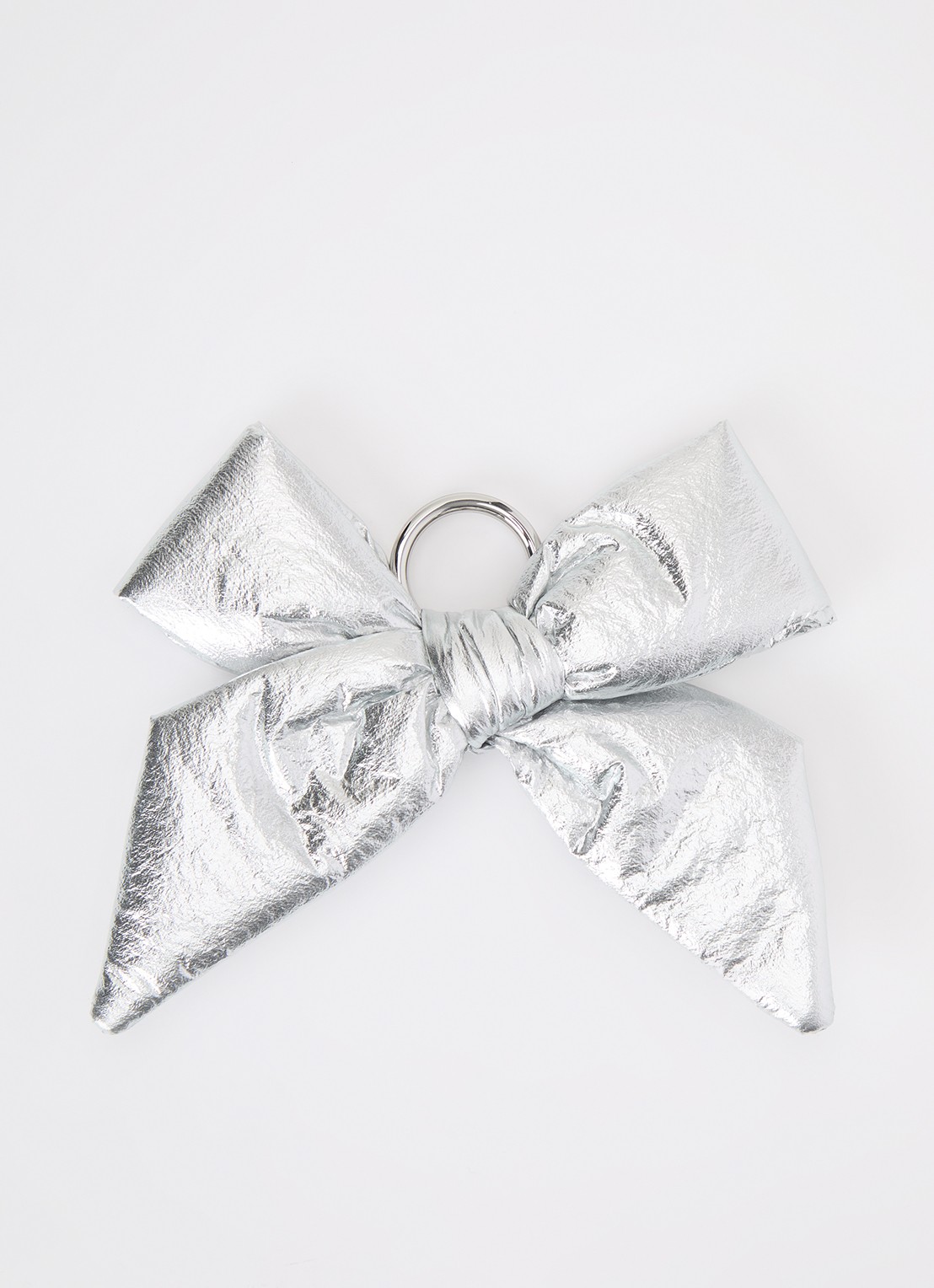 Wouf Silver Bow tasbedel met metallic finish - voorkant zilver