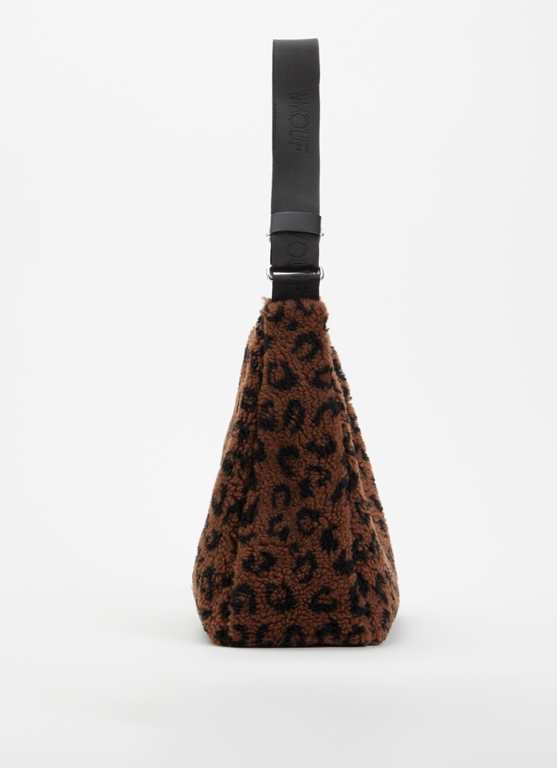 Wouf Simona Hobo schoudertas van teddy met panterprint - detail 2 bruin