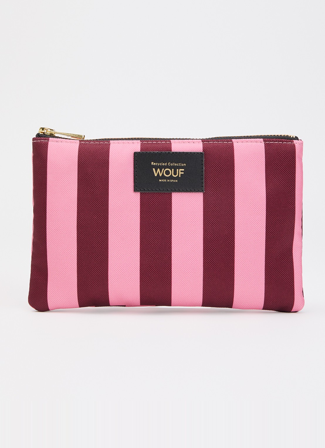 Wouf Sophie toilettas met streepprint - voorkant roze