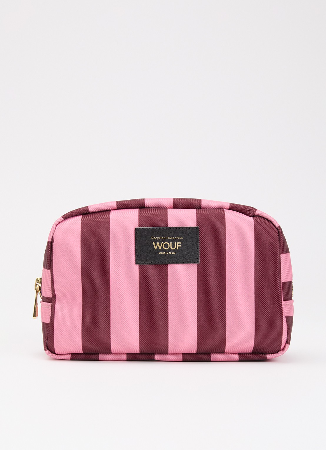 Wouf Sophie toilettas met streepprint - voorkant roze