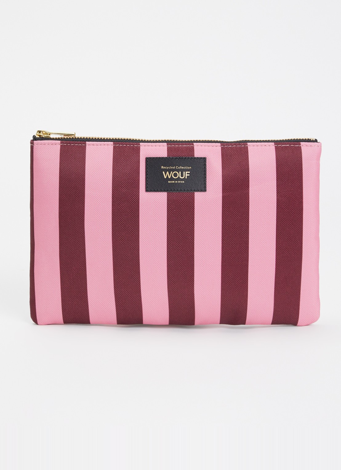 Wouf Sophie XL toilettas met streepprint - voorkant roze