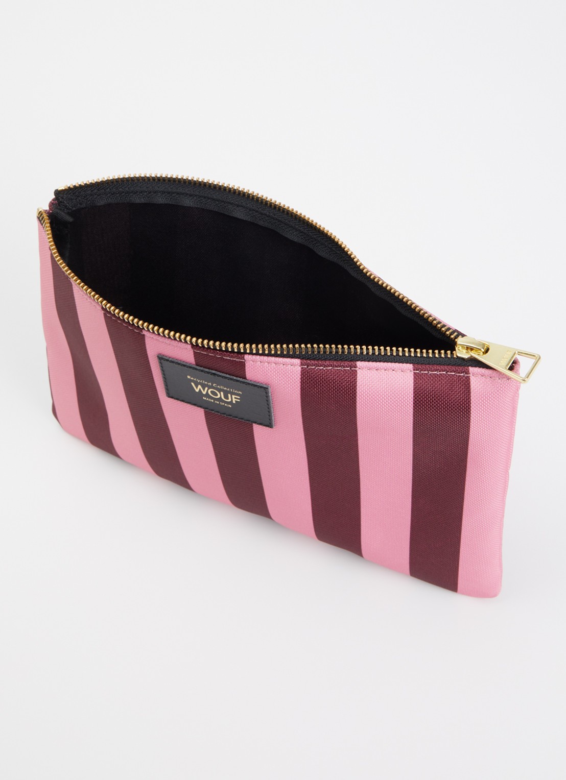 Wouf Sophie XL toilettas met streepprint - voorkant 2 roze
