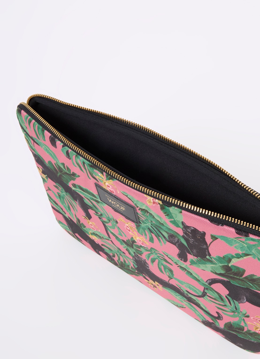 Wouf Yucata laptophoes  13 en 14 inch met print - voorkant 2 roze