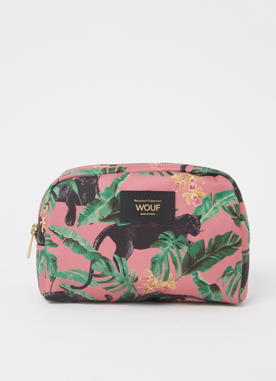 Wouf Yucata toilettas met print  - voorkant roze