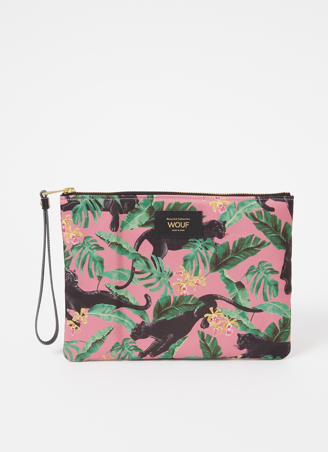 Wouf Yucata XL toilettas met print - voorkant roze