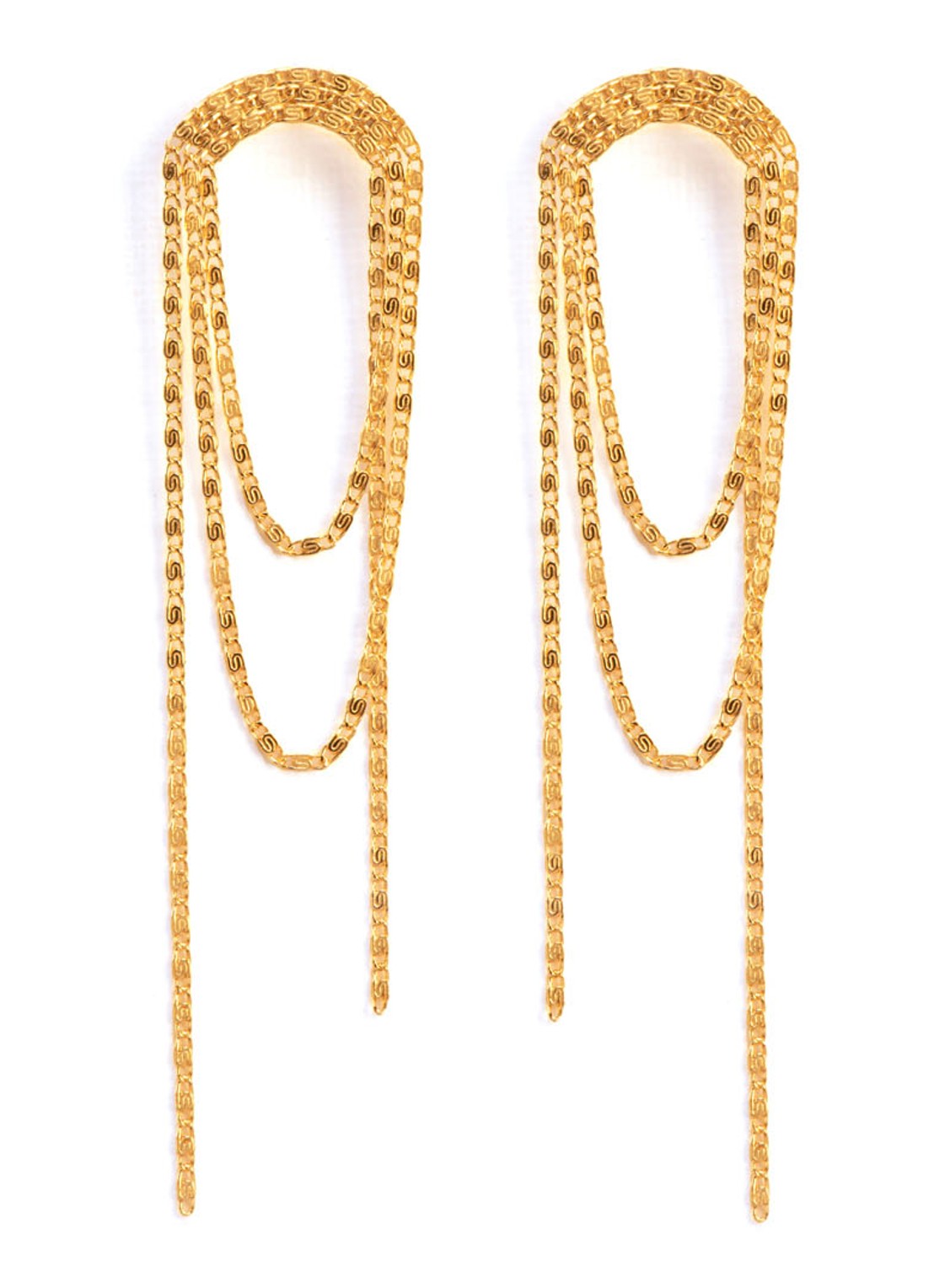 Wouters & Hendrix Falling Chain oorstekers verguld - voorkant goud