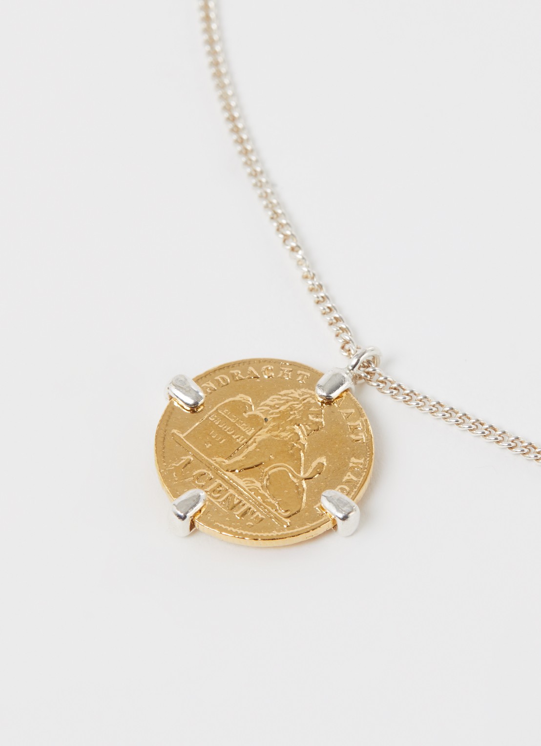 Wouters & Hendrix Ketting van sterling zilver met hanger - detail goud
