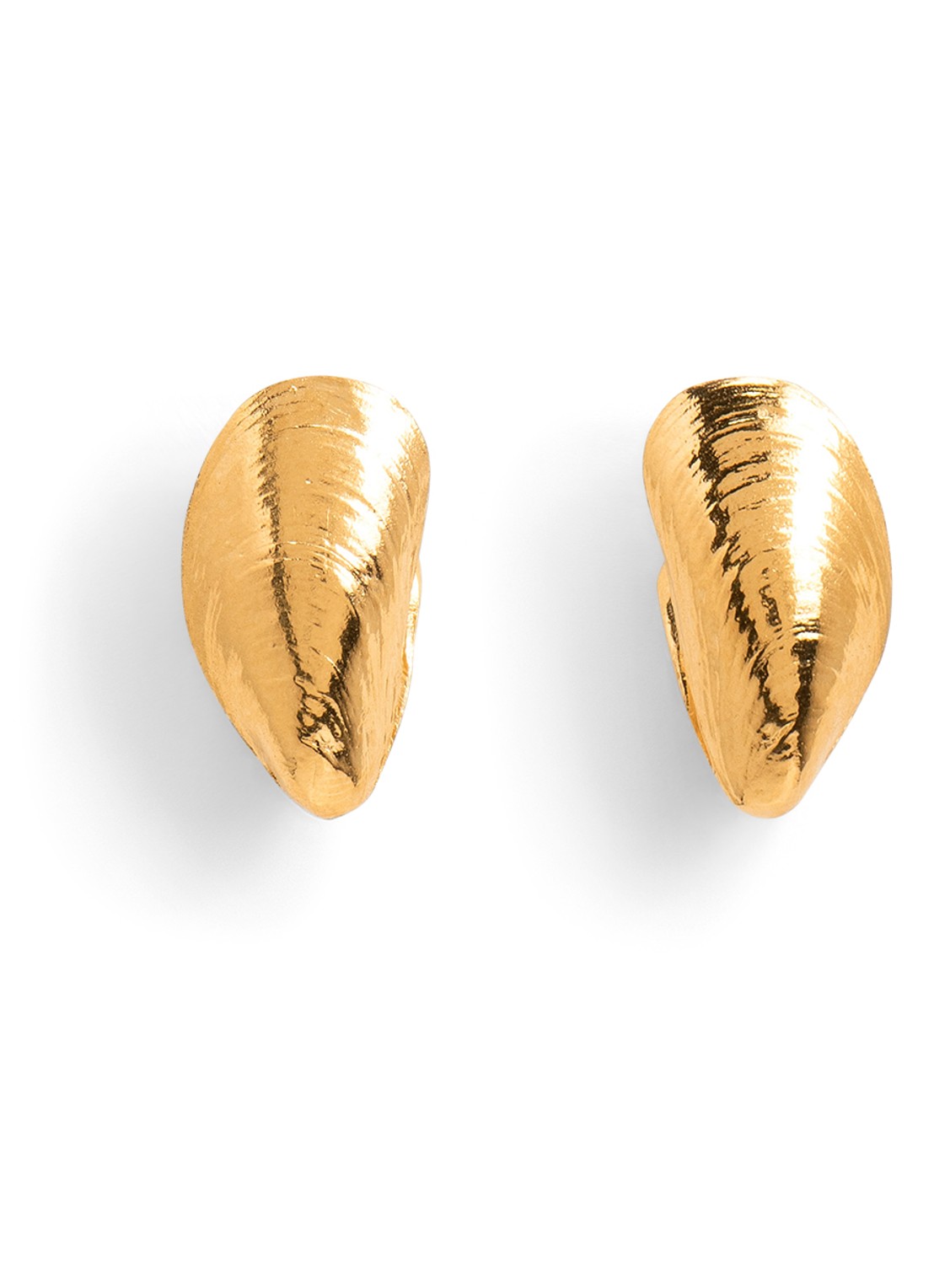 Wouters & Hendrix Small mussel oorstekers verguld - voorkant goud