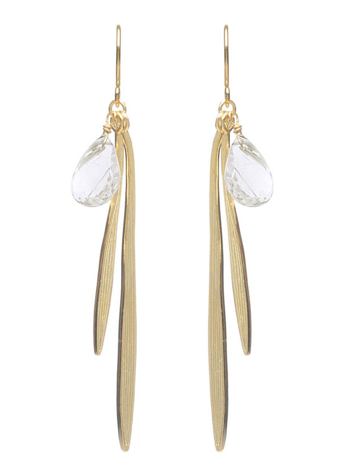 Wouters & Hendrix Wouters & Hendrix Oorhangers met kwarts - voorkant goud