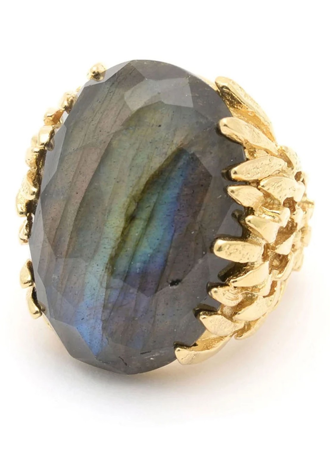Wouters & Hendrix Wouters & Hendrix Ring met labradoriet - voorkant goud
