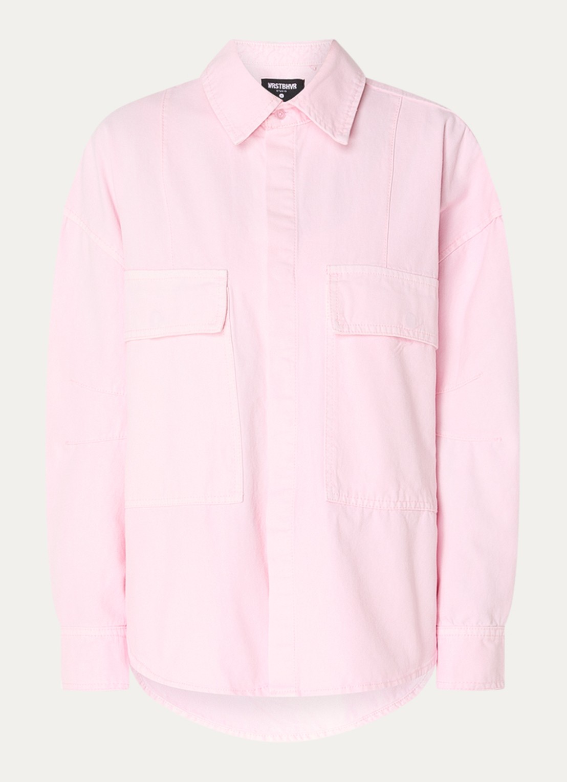 WRSTBHVR Bets blouse van denim met borstzakken - voorkant lichtroze
