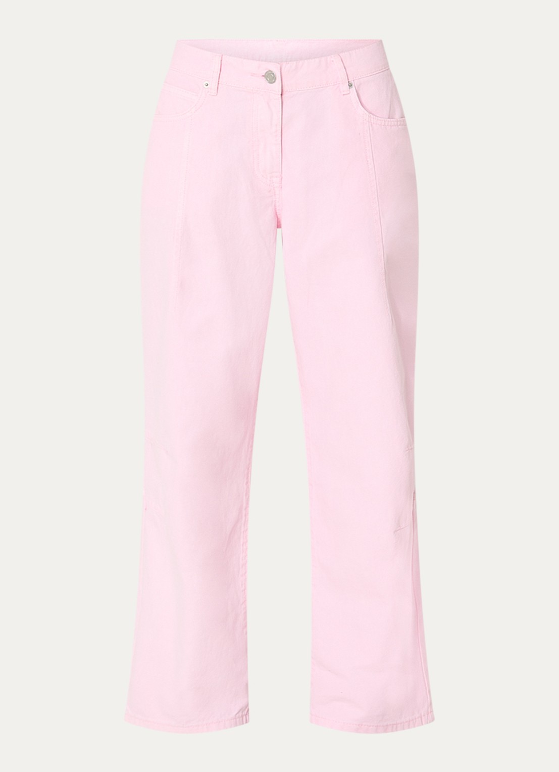 WRSTBHVR Bets mid waist loose fit jeans met gekleurde wassing - voorkant 4 lichtroze