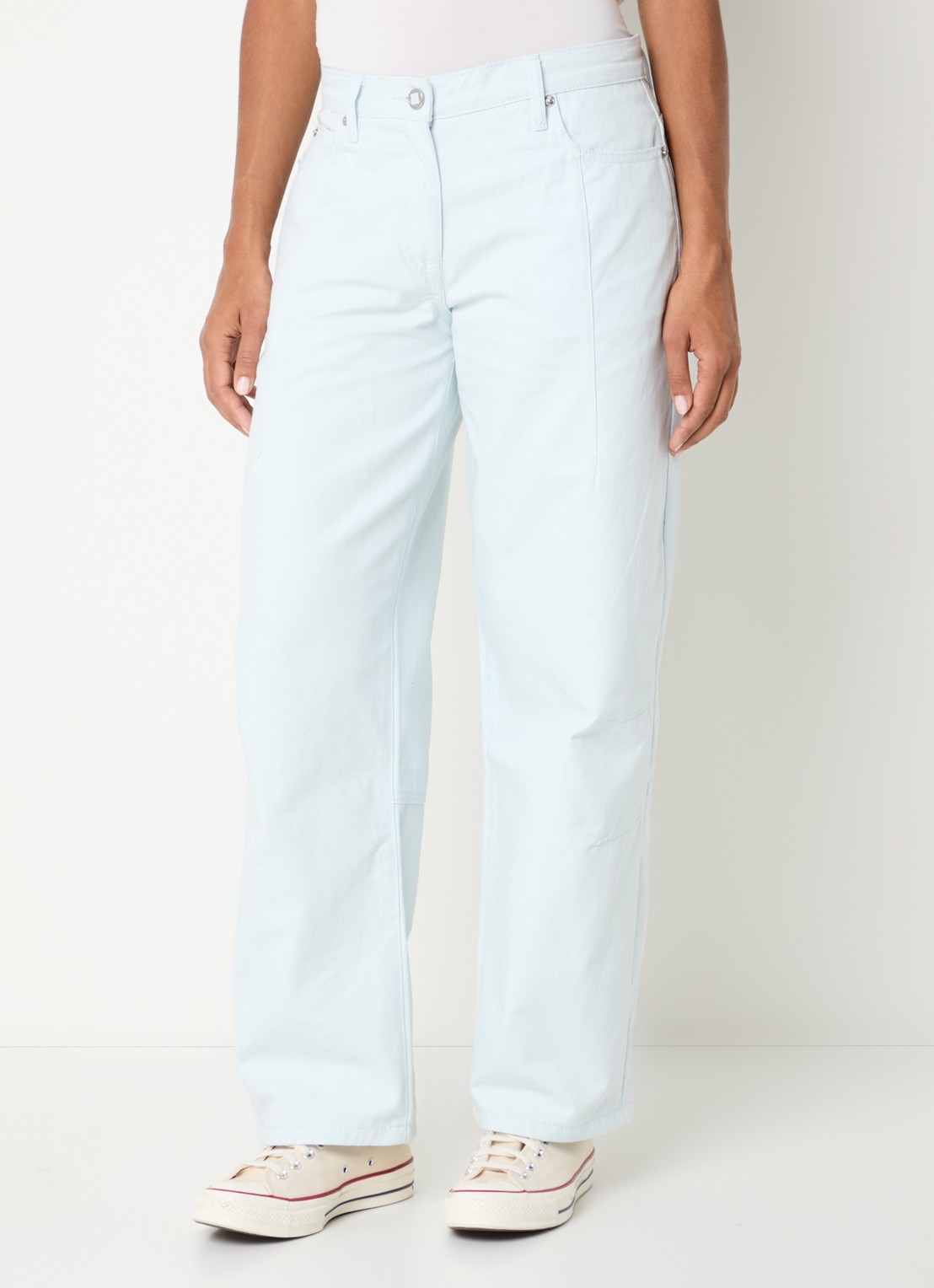 WRSTBHVR Bets mid waist straight fit jeans met gekleurde wassing - detail 4 lichtblauw