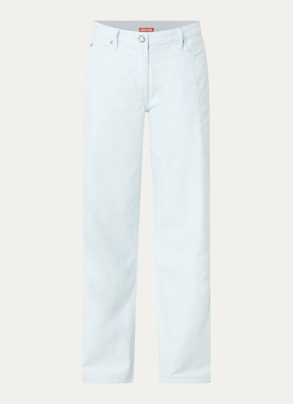 WRSTBHVR Bets mid waist straight fit jeans met gekleurde wassing - voorkant 2 lichtblauw