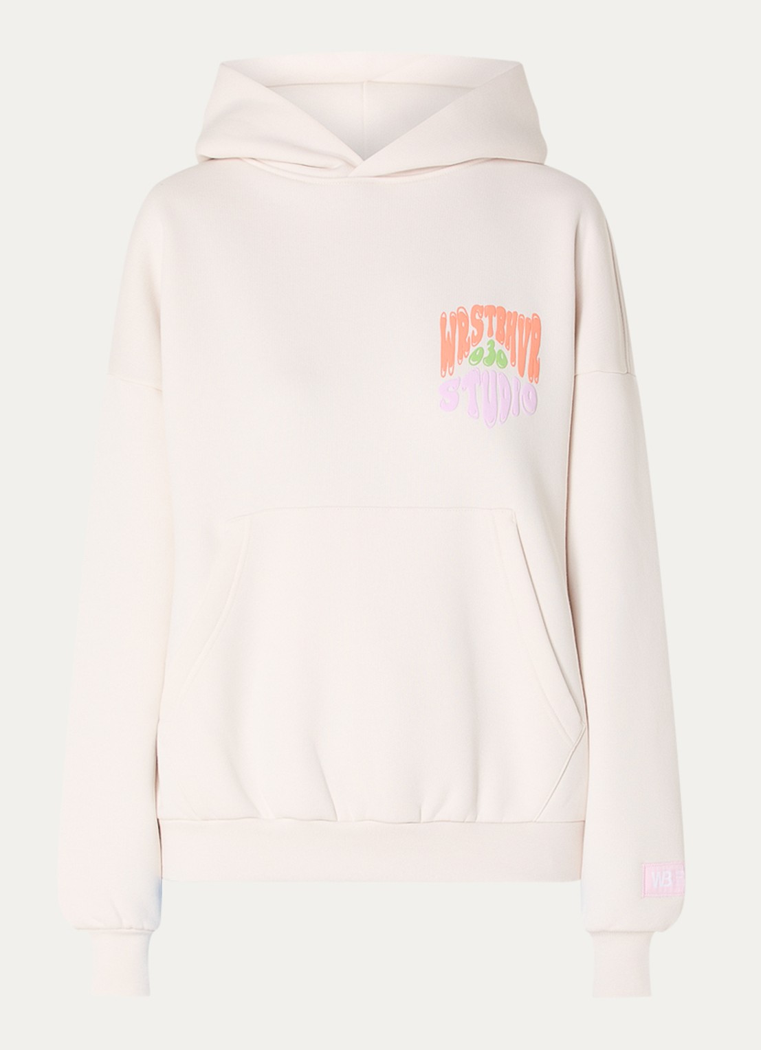 WRSTBHVR Flynn hoodie met front- en backprint - voorkant gebroken wit