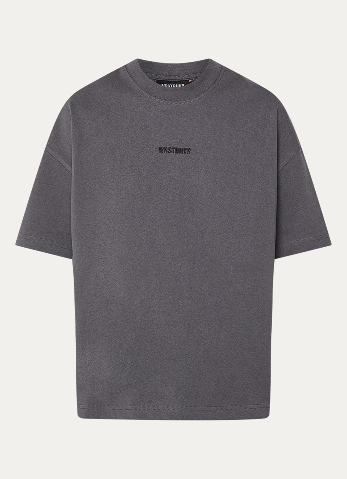 WRSTBHVR Garm T-shirt met logo- en backprint - voorkant 3 middengrijs