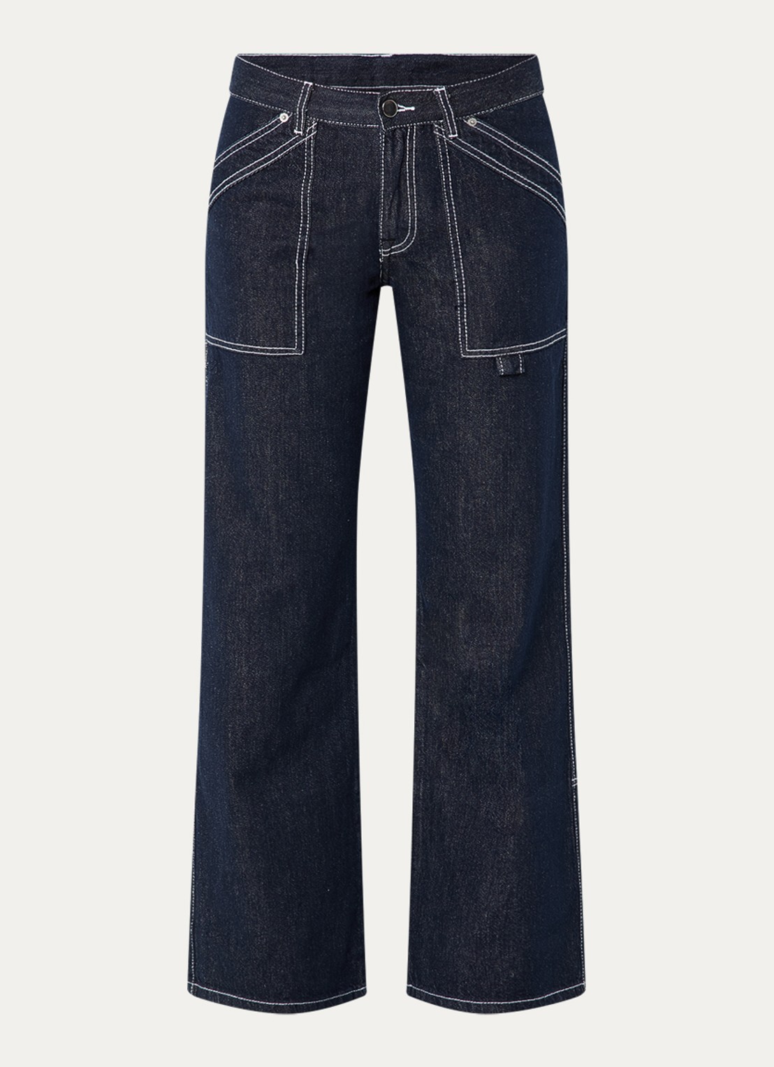 WRSTBHVR Leandra mid waist wide leg jeans met donkere wassing - voorkant 3 indigo