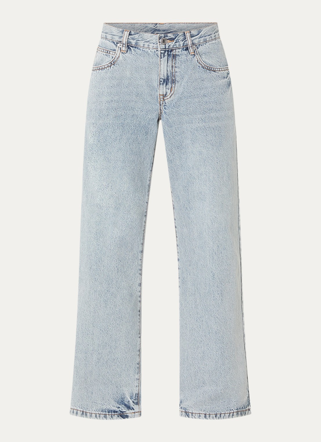 WRSTBHVR Maila mid waist straight leg jeans met lichte wassing - voorkant 2 indigo