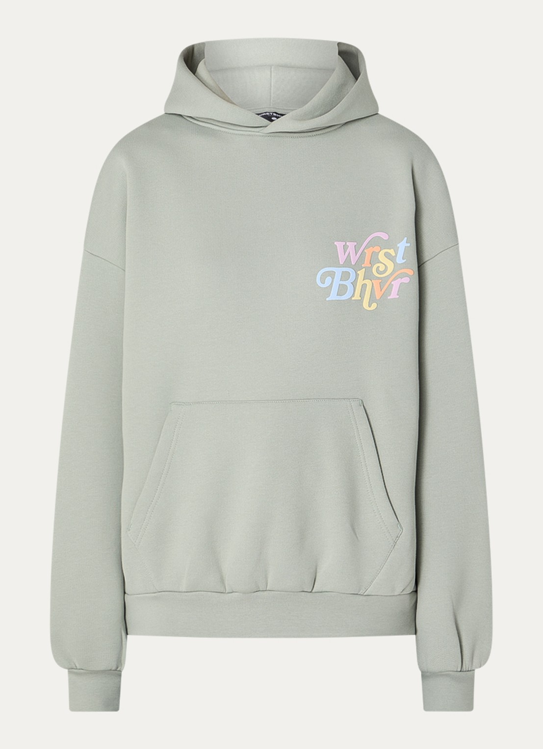 WRSTBHVR Reed hoodie met front- en backprint - voorkant 4 lindegroen