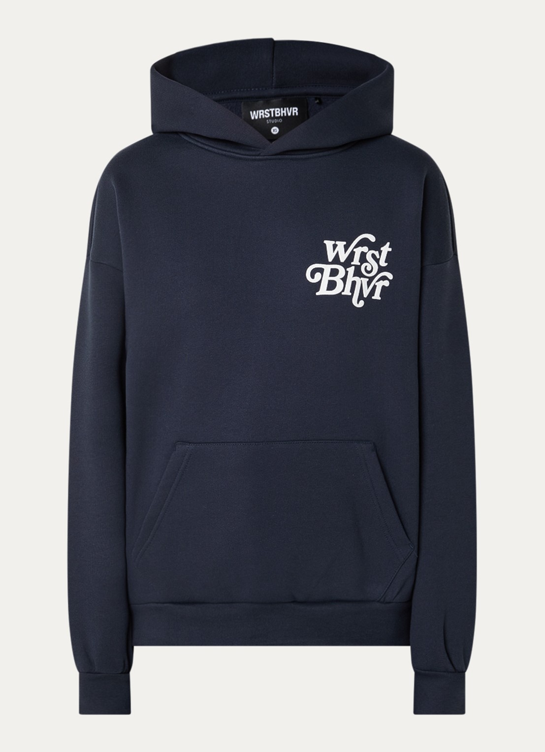 WRSTBHVR Reen oversized hoodie met logo- en backprint - voorkant 2 donkerblauw