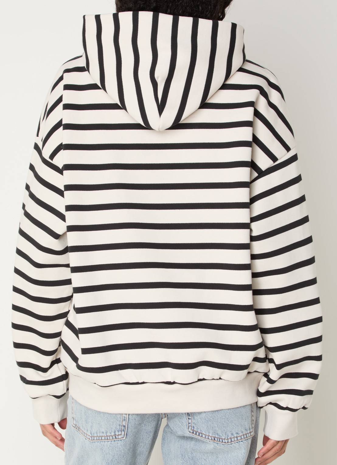 WRSTBHVR Rodolfo hoodie met streepprint - achterkant gebroken wit