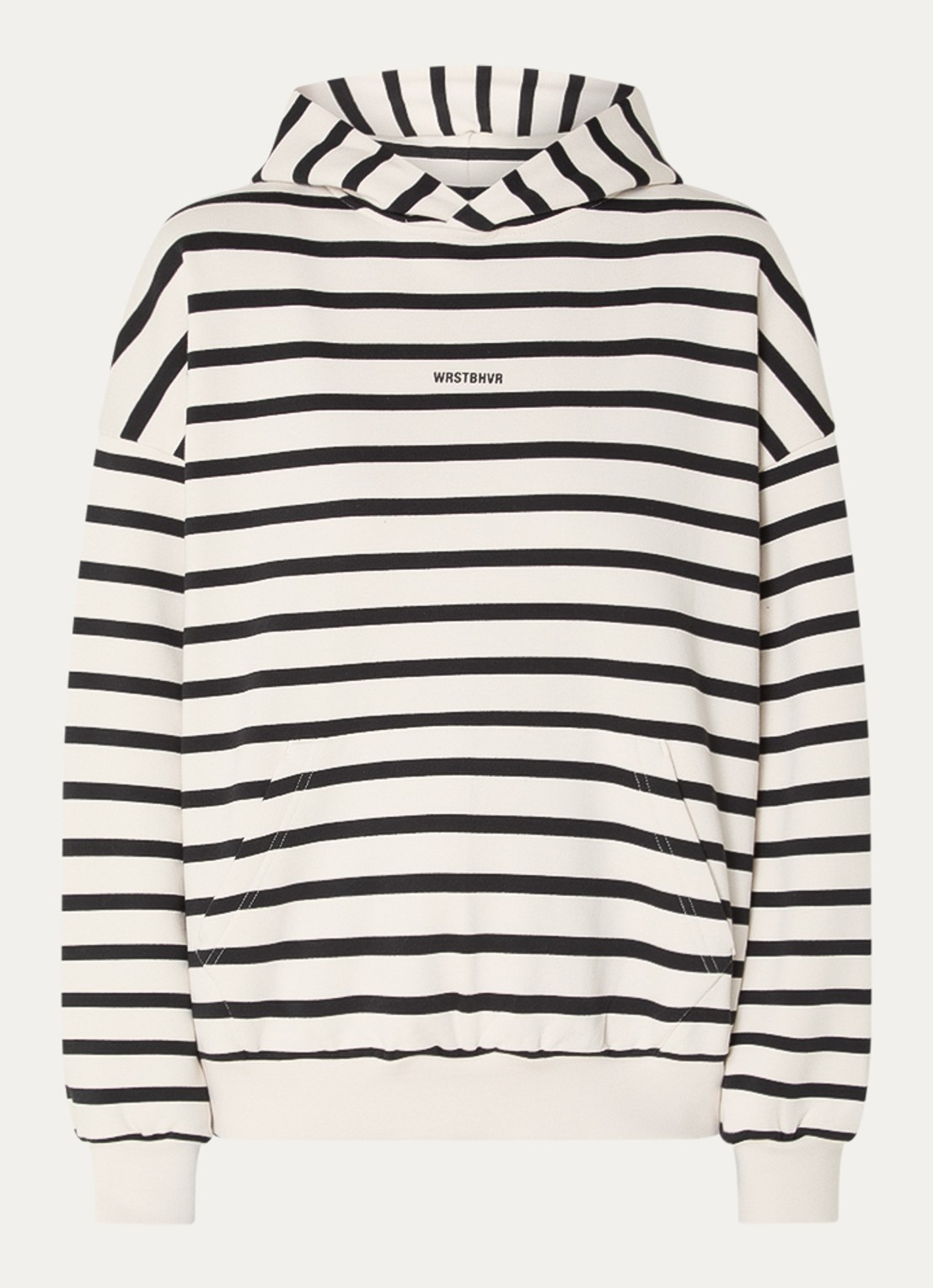 WRSTBHVR Rodolfo hoodie met streepprint - voorkant 2 gebroken wit