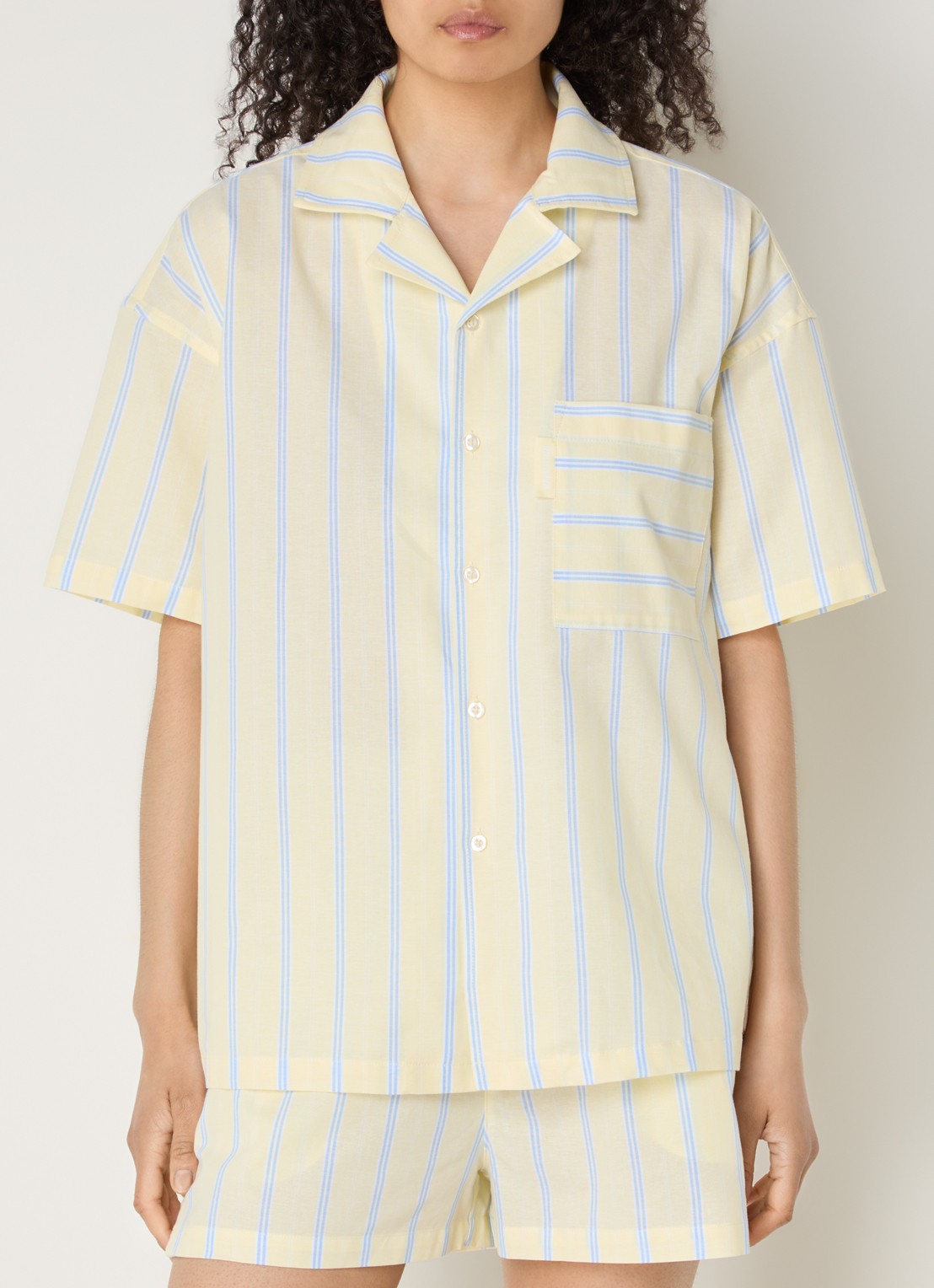 WRSTBHVR Tavi blouse met streepprint - detail 3 lichtgeel