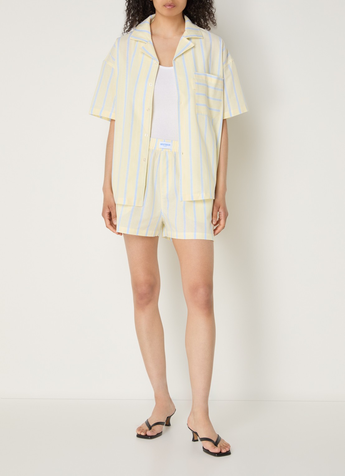WRSTBHVR Tavi blouse met streepprint - voorkant 2 lichtgeel