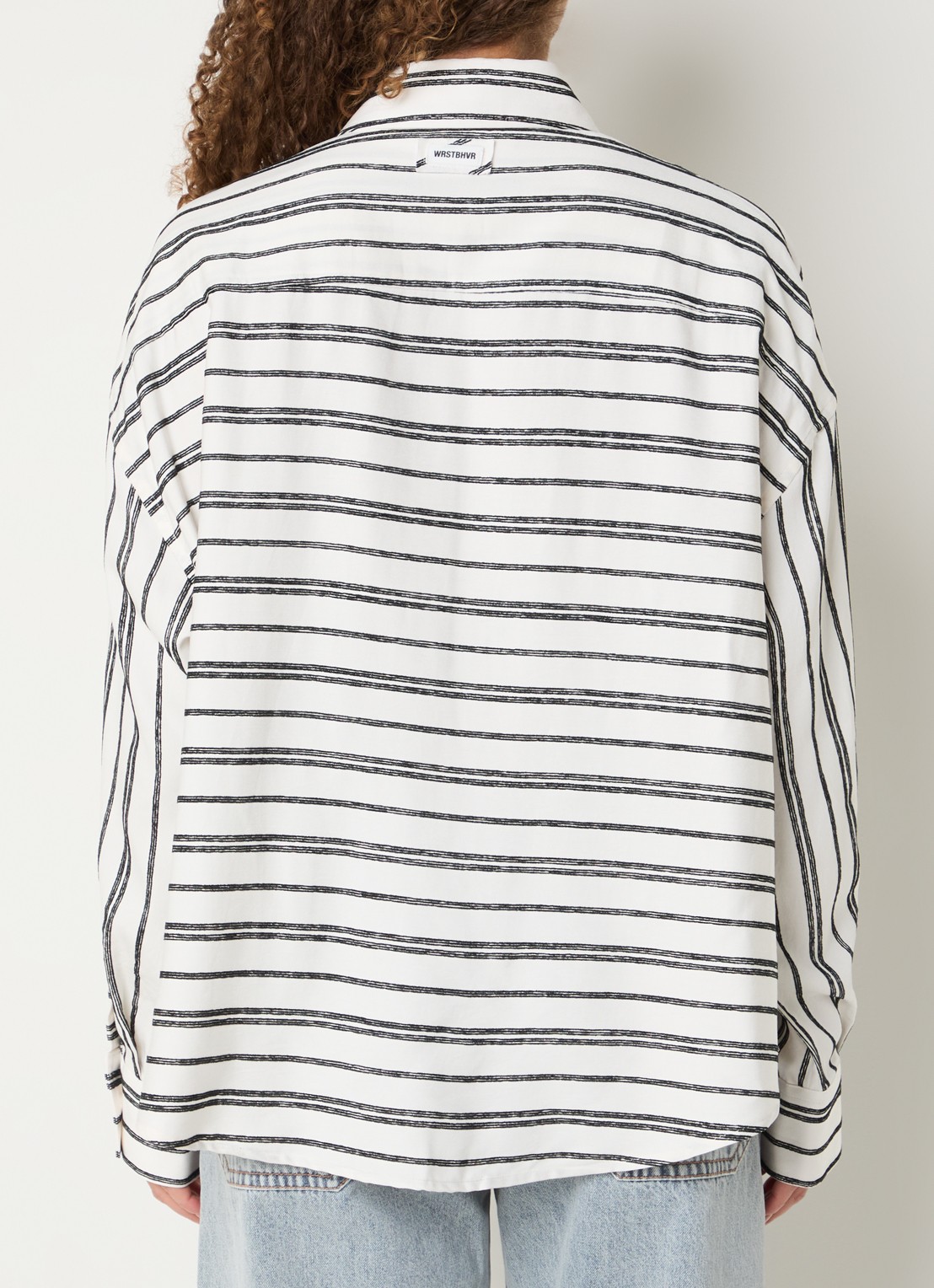 WRSTBHVR Tavi oversized blouse met streepprint en logo - achterkant 4 wit