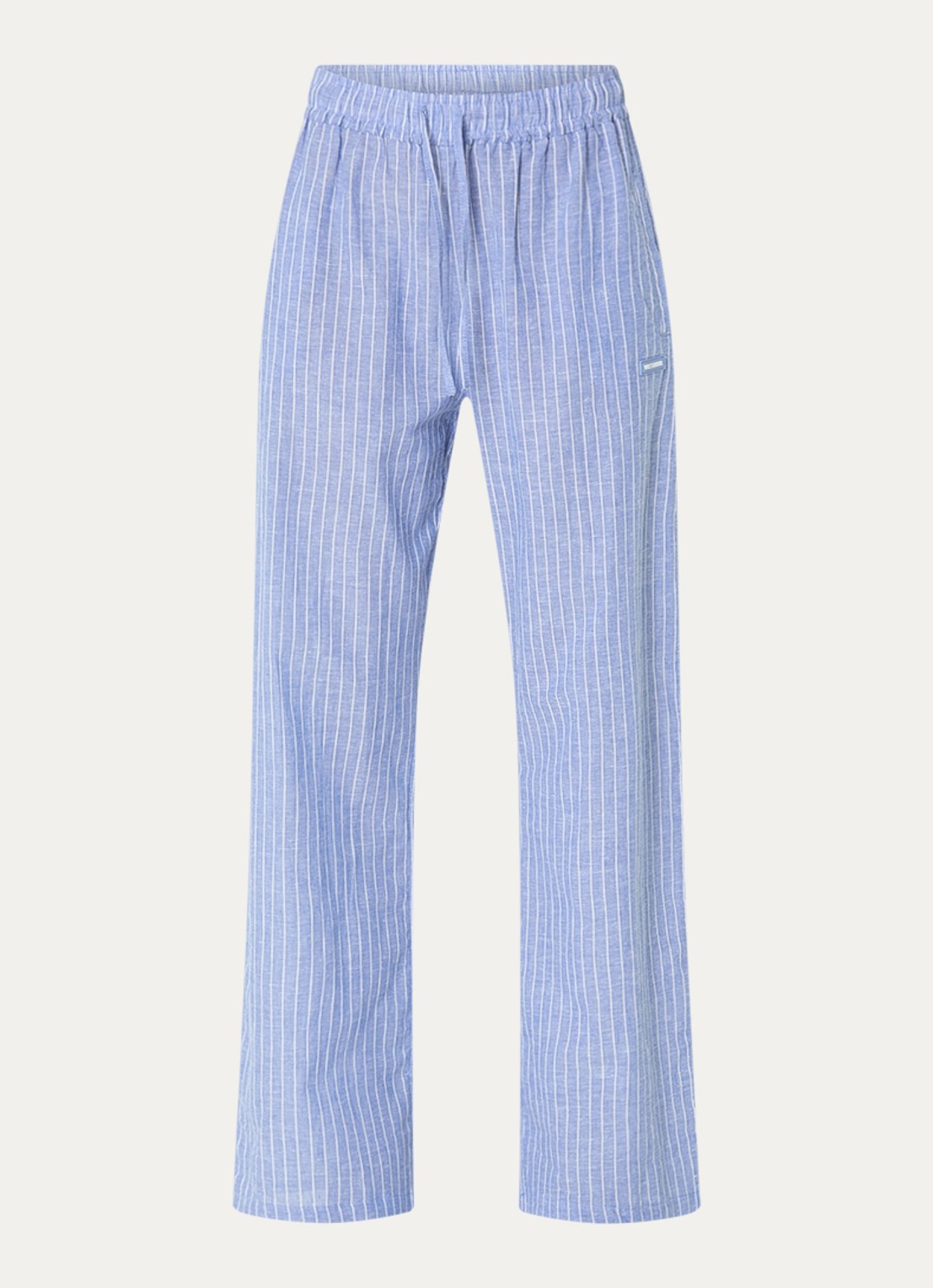 WRSTBHVR Tavina high waist straight fit broek in linnenblend - voorkant 2 blauwgrijs